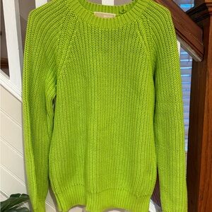 Michael Kors Green Crew Neck Sweater Ribbed Knit